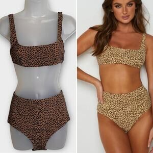 NWT THRILLS bikini Panthera High Waist Bottom & Square Neck Top US Size 4